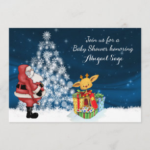Reindeer, Père Noël, Invitation de Baby shower d'a