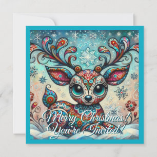 Reindeer Personalized Christmas Party Invitation