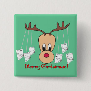 Reindeer Pharmacy Merry Christmas 2 Inch Square Button