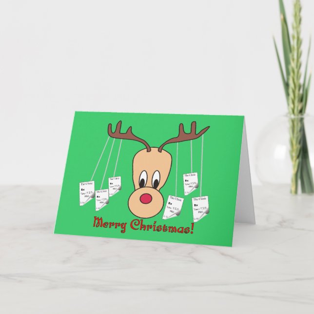 Reindeer Pharmacy Merry Christmas Holiday Card (Front)