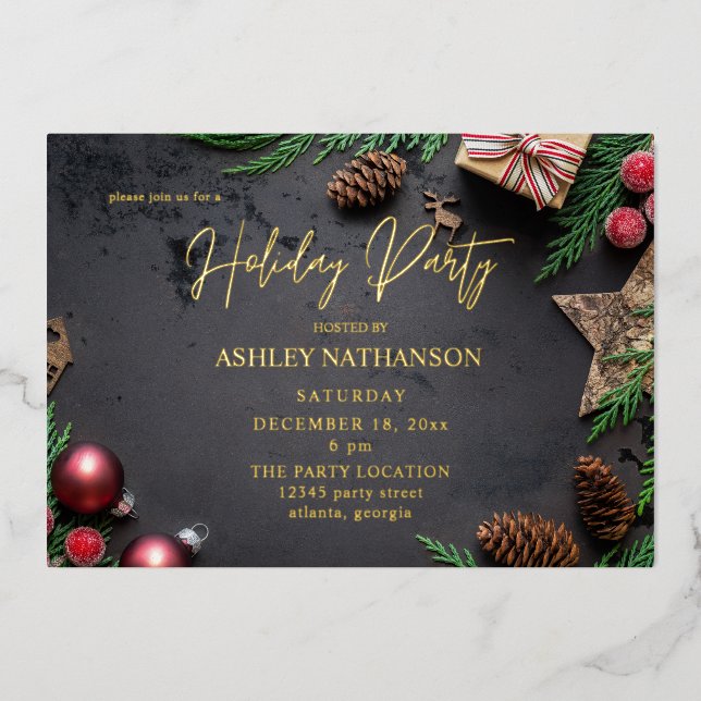 Reindeer & Pine Rustic Holiday Party (Front)