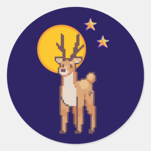 Reindeer, Pixelart, Pixel Art Classic Round Sticker