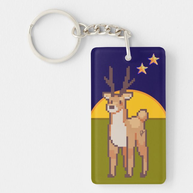 Reindeer, Pixelart, Pixel Art  Keychain (Front)