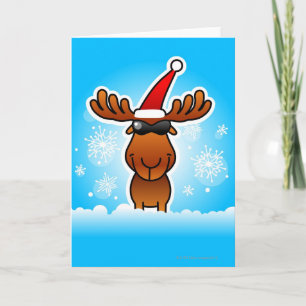 Reindeer Playing Santa Holiday Card