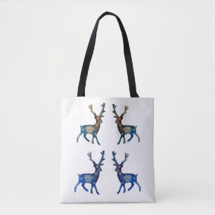 Reindeer Pop Art Snowflakes Mandala Tote Bag