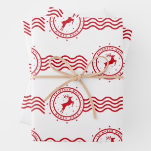 Reindeer Postage Christmas Wrapping Paper Sheet
