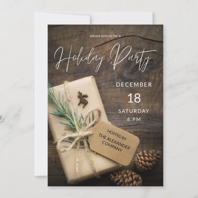 Reindeer & Present Holiday Party Invitation (Front)