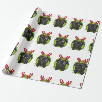 Reindeer Pug Wrapping Paper