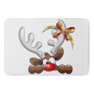 Reindeer Puzzled Funny Christmas Character Bath Mat