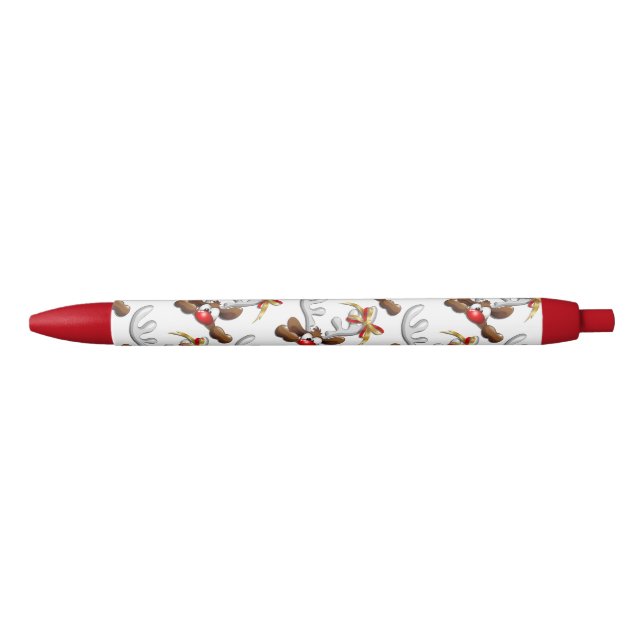 Reindeer Puzzled Funny Christmas Character Black Ink Pen (Front)