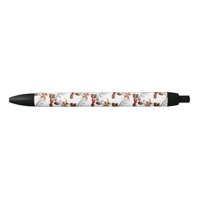 Reindeer Puzzled Funny Christmas Character Black Ink Pen (Front)