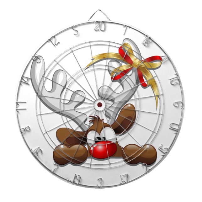 Reindeer Puzzled Funny Christmas Character Dartboard (Front)