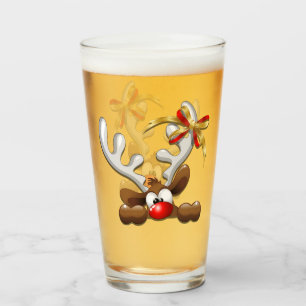 Reindeer Puzzled Funny Christmas Character Glass