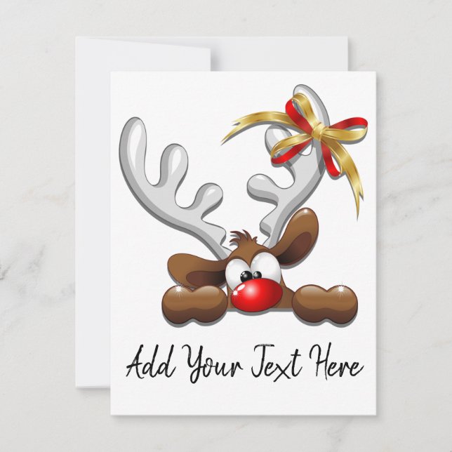 Reindeer Puzzled Funny Christmas Character Holiday Card (Front)