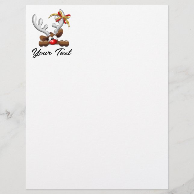 Reindeer Puzzled Funny Christmas Character Letterhead (Front)