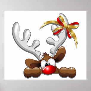 Reindeer Puzzled Funny Christmas Character Poster