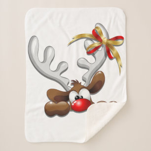 Reindeer Puzzled Funny Christmas Character Sherpa Blanket