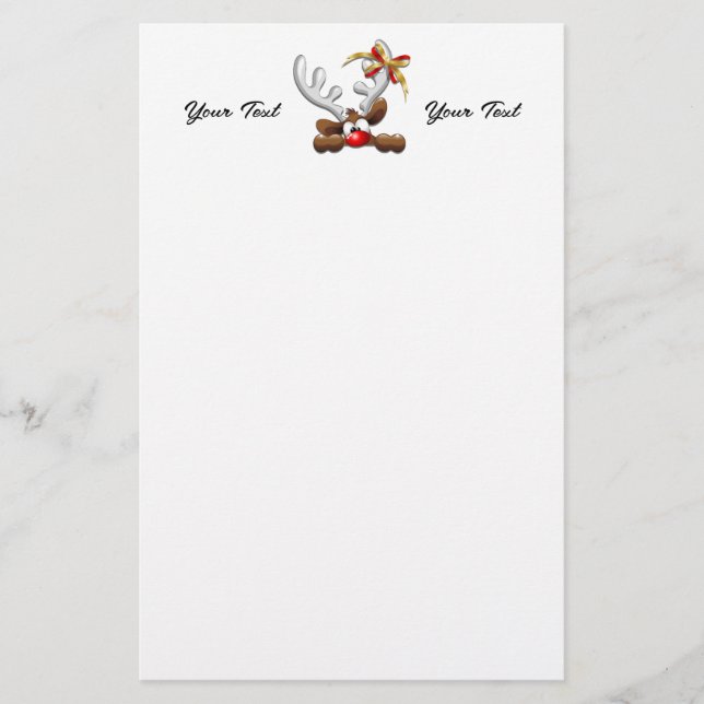 Reindeer Puzzled Funny Christmas Character Stationery (Front)