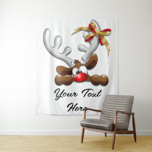 Reindeer Puzzled Funny Christmas Character Tapestry
