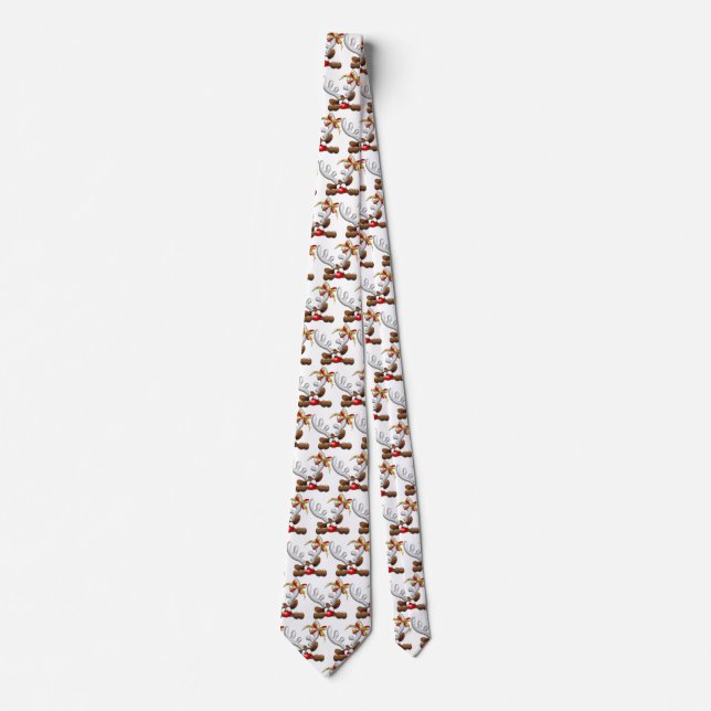 Reindeer Puzzled Funny Christmas Character Tie (Front)