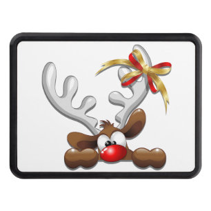Reindeer Puzzled Funny Christmas Character Trailer Hitch Cover