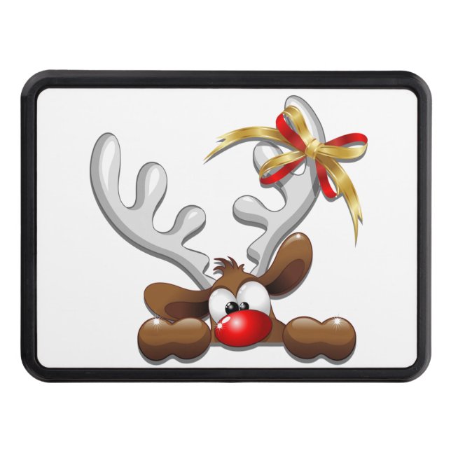 Reindeer Puzzled Funny Christmas Character Trailer Hitch Cover (Front)