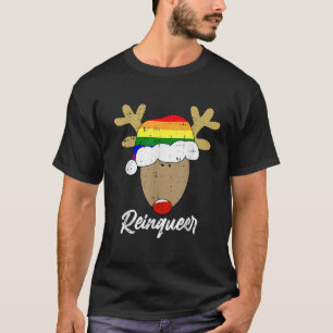Reindeer Queer Christmas Pajama LGBT Q Gay Pride X T-Shirt