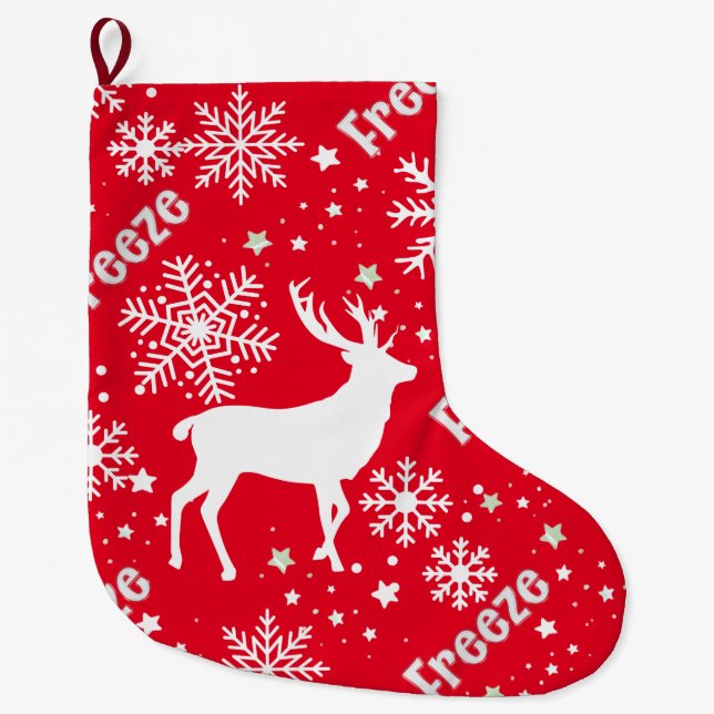 Reindeer red large christmas stocking (Front)
