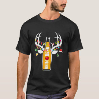 Reindeer Reinbeer Beer Christmas Lights Funny Beer T-Shirt