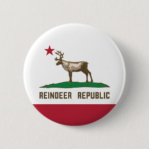 Reindeer Republic California Flag Caribou 2 Inch Round Button