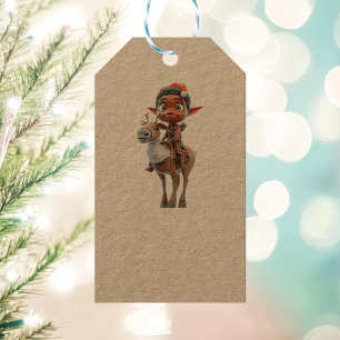Reindeer Rider Christmas Elf Kraft Gift Tags