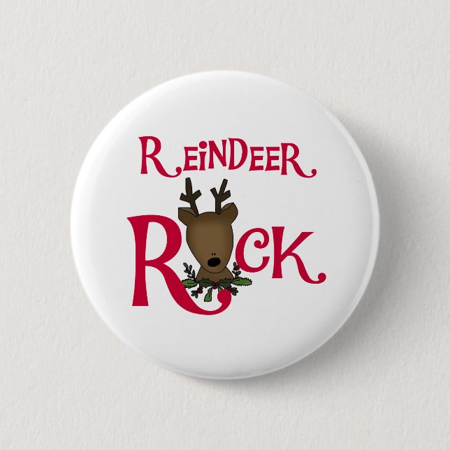 Reindeer Rock 2 Inch Round Button (Front)