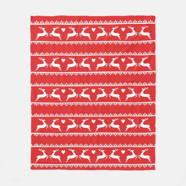 Reindeer Romance Holiday Fleece Blanket (Front)