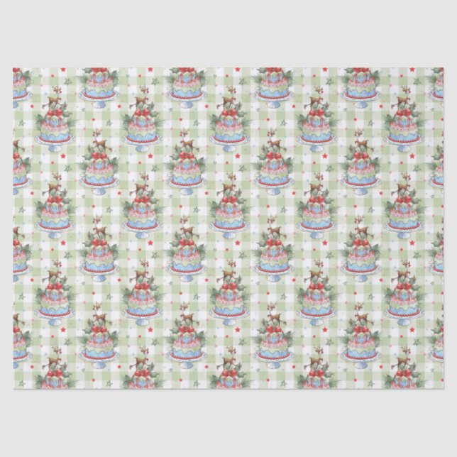 Reindeer Rudolph  Christmas Cake  Tissue Paper (Front)