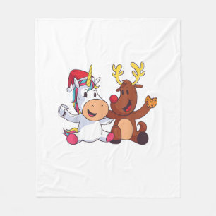 Reindeer Rudolph Christmas Ren Red Nosed Unicorn G Fleece Blanket