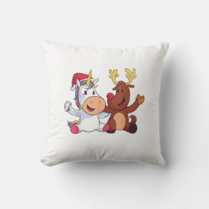 Reindeer Rudolph Christmas Ren Red Nosed Unicorn G Throw Pillow