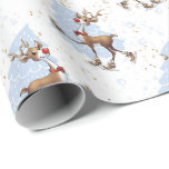 Reindeer Rudolph Christmas  Wrapping Paper<br><div class="desc">Reindeer Rudolph is skating in winter wonderland</div>