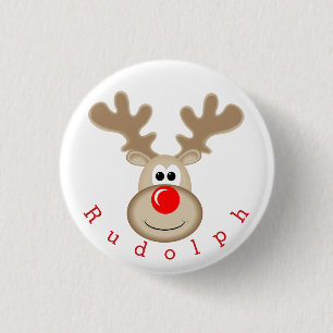 Reindeer Rudolph red nose 1 Inch Round Button