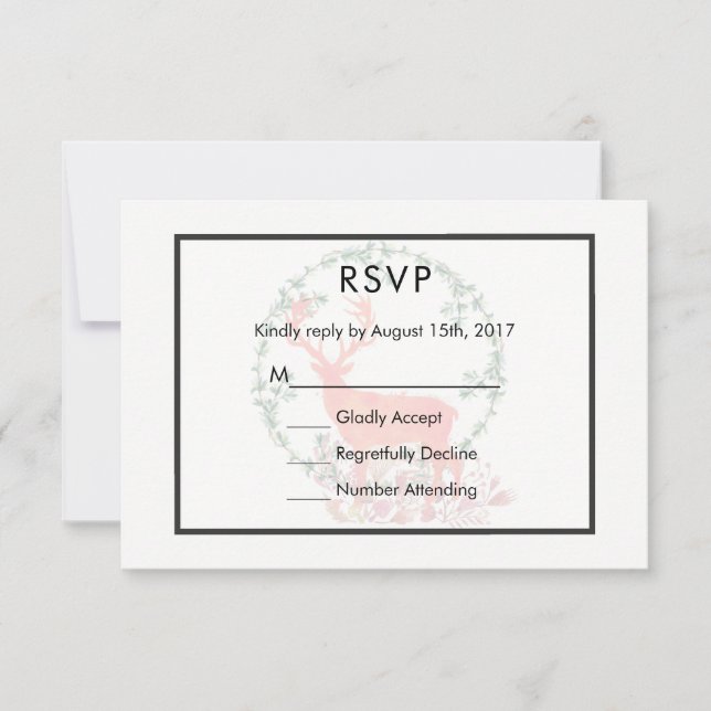 Reindeer Rustic Botanical Watercolor Wedding RSVP (Devant)
