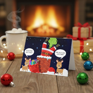Reindeer’s Smelly Christmas Funny Cartoon Holiday Card