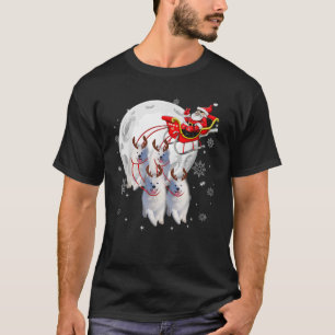 Reindeer Samoyed Dogs Pulling Santa Claus Sleigh C T-Shirt