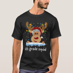 Reindeer Santa 4th Grade Squad Teacher Student Chr T-Shirt