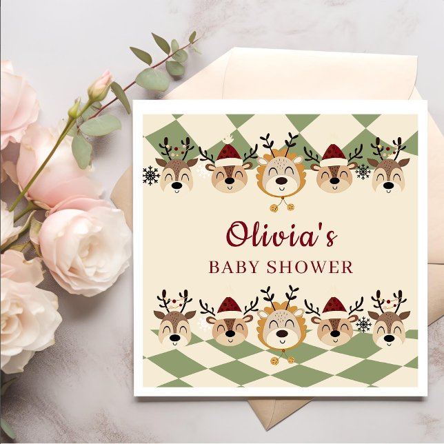 Reindeer Santa Baby Christmas Baby Shower Napkins (Creator Uploaded)