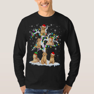 Reindeer Santa Elf Goldendoodle On Christmas Tree  T-Shirt