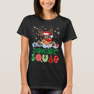 Reindeer Santa Hat Daycare Squad Teacher Christmas T-Shirt