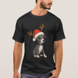 Reindeer Santa Hat Greyhound Dog Christmas Funny H T-Shirt<br><div class="desc">Reindeer Santa Hat Greyhound Dog Christmas Funny Holiday</div>