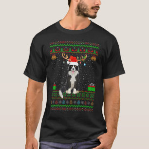 Reindeer Santa Hat Matching Ugly Rough Collie Chri T-Shirt