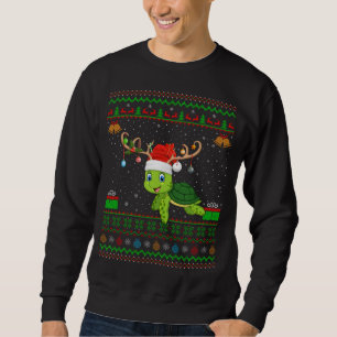 Reindeer Santa Hat Matching Ugly Sea Turtle Christ Sweatshirt