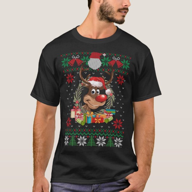 Reindeer Santa Hat Ugly Christmas Sweat Funny Xm (Devant)