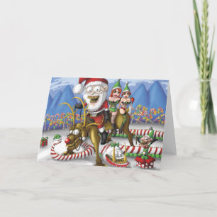 Reindeer Santa Holiday Card